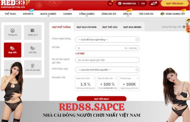 nạp tiền red88 qua ngân hàng