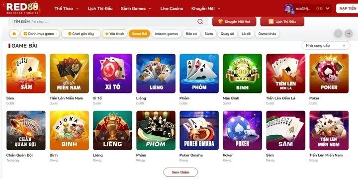 Sảnh game đổi thưởng Red88 có gì?