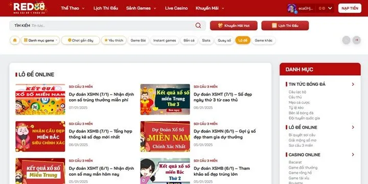 Sản phẩm lô đề Red88 đang cung cấp